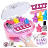 Shemira Nail Polish Kit For Girls Ages 7-12 Years Old,Toy For Girls 5 6 7 8 9 10 11 12 Years Old, Nail Art Studio With Pink Nail Dryer, Christmas Birthday Gifts