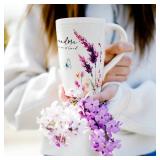 Pavilion - Grandma 17-ounce Cup, Floral Pattern Coffee Mug, Butterfly Coffee Cup, Spring Summer Kitchen Ideas, Grandma Gifts Microwave & Dishwasher Safe, 1 Count, Cream