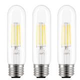 ASOKO Edison Bulb, T10 Daylight 4000K LED Tubular 4W Dimmable Tube Vintage Bulbs 40 Watt Equivalent,E26 Base(3-Pack)