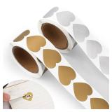 600pcs Scratch Off Stickers, 1in Heart Shaped Scratch Off Stickers Labels Self Adhesive Scratch Offs DIY Scratch Off Cards for Reward Card Lottery Tickets DIY (Gold & Silver)