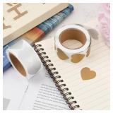 600pcs Scratch Off Stickers, 1in Heart Shaped Scratch Off Stickers Labels Self Adhesive Scratch Offs DIY Scratch Off Cards for Reward Card Lottery Tickets DIY (Gold & Silver)