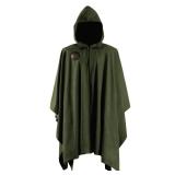 HiiFeuer Medieval Corduroy Hooded Cloak with Adjustable Brooch, Fantasy Poncho Renaissance Costume Cape Ren Faire Cosplay Green