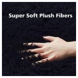 Ophanie Upgrade 3x5 Rugs for Bedroom, Black, Fluffy Shaggy Soft Area Rug, Non-Slip Indoor Floor Carpet for Living Room, Kids Baby Boys Teen Dorm Home Decor Aesthetic, Nursery, Rug