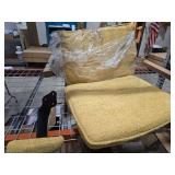 Criss Cross Legged Office Chair with Wheels and Flip-Up Arms, Upholstered Criss Cross Desk Chair, Wide Seat Chairs for Home Office, Vanity, Apartment, Yellow