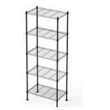5 Tier Shelving Unit, Height Adjustable Narrow Storage Shelves, Heavy Duty Metal Garage Metal