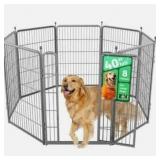 FXW Aster Dog Playpen Designed for Courtyard, RV Camping, 40\" 8 Panels for Large Dogs, Silver