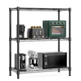 3 Tier Storage Rack Metal Wire Shelving Unit, Storage Standing Shelf Organizer for Laundry Bathroom Kitchen Pantry Closet Garage Basement Utility Room, Black 13.8\" D x 29.5\" W x 35.5\" H