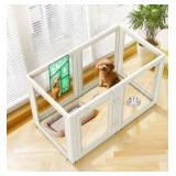 FXW AuraSpace Acrylic Indoor Dog Playpen for Puppies and Small Dogs, 24 Inch, 6 Panels, White