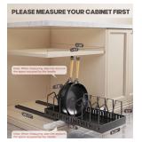 Lozovin Pull Out Pots and Pans Organizer Under Cabinet, Sliding Lid Holder and Pan Rack in Kitchen, Slide Out inside Cabinet Storage for Pot Lid, Bakeware, Dishes, 8 Adjustable Dividers, 2 Pack Black