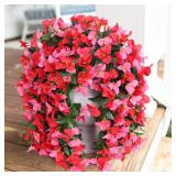 Faux Bougainvillea Artificial Flowers Plants for Outdoors Outside Decoration, 2pcs Fake Flowers Silk Long Trailing Vines UV Resistant Realistic for Front Door Porch Planter Urn Patio Balcony Yard, Mix