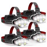 Victoper Rechargeable Headlamp 4 Pack, 8 LED High Lumen Bright Head Lamp with Red Light, Lightweight USB Head Light, 8 Mode Waterproof Head Flashlight for Outdoor Running Hunting Hiking Camping