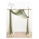 Floroom Wedding Arch Draping Fabric 3 Panels 20Ft Chiffon Fabric Drapes Arbor Drapery Wedding Ceremony Reception Swag Decorations (Forest Green +Sage Green +Ivory)