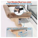 Zakkart Cat Perch for Window Sill with Bolster - Orthopedic Hammock Design with Premium Hardwood & Robust Metal Frame - Cat Window Seat for Large Cats and Kittens - Natural Color Wood Gray Bed, 24