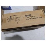 Zakkart Cat Perch for Window Sill with Bolster - Orthopedic Hammock Design with Premium Hardwood & Robust Metal Frame - Cat Window Seat for Large Cats and Kittens - Natural Color Wood Gray Bed, 24