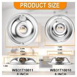 1*WB31T10011(8\") 3*WB31T10010(6\") Electric Stove Burner Drip Pans & WB30M1 WB30M2 Electric Range Burner Element Unit Set by Cenipar-Compatible with Whirlpool Kenmore GE Hotpoint Range Oven/Stove
