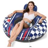 Jasonwell Inflatable River Tube Float - Heavy Duty River Float Pool Floats Lake Premium Water Tubes for Floating Recreational River Raft Lounge Floaties with 2 Cup Holders for Adult