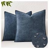 Kevin Textile Waterproof Decorative Pillow Covers Dusty Blue 20x20 Inch Pack of 2 Soft Boucle Textured Throw Pillowcases Elegant Accent Pillows for Couch Sofa Chair Bed Home Decor Indoor Outdoor