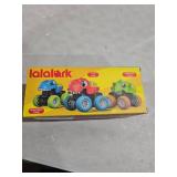 lalalark Dinosaur Toys for 2 3 4 5 Year Old Boys - 3 Pack Monster Truck Toys with Friction Power 360Â° Rotating Push and Go Cars - Toddler Cars for Kids, Christmas Birthday Gifts for Kids Boys 3-5