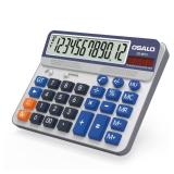 Desktop Calculator Extra Large 5-Inch LCD Display 12-Digit Big Number Accounting Calculator with Giant Response Button, Battery & Solar Powered, Perfect for Office Business Home Daily Use(OS-6815)