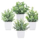 Der Rose 4 Pack Fake Plants Mini Artificial Greenery Potted Plants for Home Decor Indoor Office Table Room Farmhouse Bathroom Decor