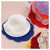 uxcell Crochet Doilies, 8Pcs 8\" - Handmade Crochet Cotton Coaster, Round Lace Placemats with Floral Patterns for Wedding Party Decoration (Blue)