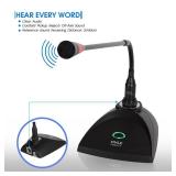 Desktop Gooseneck Wired Microphone System - Table Mounted Corded Voice Condenser Mic with Pop Filter - XLR to 1/4