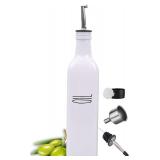 VICUKIE Olive Oil Dispenser Set For Kitchen, 17oz Glass Bottle With Pour Spout, Farmhouse Olive Oil Dispenser Bottle For Kitchen, White Farmhouse Decor (1 white)