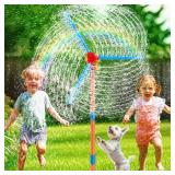 Outdoor Water Sprinklers with 4 T Ball Set for Toddlers Kids Ages 4-8,Summer Outside Sprinklers Play Equipment Baseball Game Lawn Yard Tee Ball Game for Boys Girls,Hose Connector Included (C)