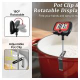 BOMATA Digital Candy Thermometer with Pot Clip, Deep Fry Oil Thermometer with Rotatable Display & Long Probe, for Candy Candle Making, Cooking, Food, Liquids, Water, Sugar.. Black