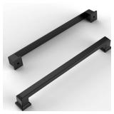 Amerdeco 10 Pack Matte Black Cabinet Pulls 10 Inch(256mm) Hole Center Cabinet Hardware Kitchen Cabinet Handles for Bathroom Drawer Pulls Dresser Pulls ZH0001