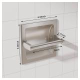 WZKALY Brushed Nickel Recessed Toilet Paper Holder, Contemporary Hotel Style Pivoting in Wall Toilet Paper Holder - Recessed Toilet Tissue Holder, Regular Roll