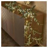 BAOLITVINE Lighted Olive Garland with 96 LED Fairy Lights 6FT Battery Operated with Timer, Faux Greenery Vine Garland with Lights for Fireplace Wall Christmas Spring Decoration