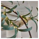 BAOLITVINE Lighted Olive Garland with 96 LED Fairy Lights 6FT Battery Operated with Timer, Faux Greenery Vine Garland with Lights for Fireplace Wall Christmas Spring Decoration