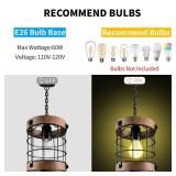 Farmhouse Pendant Light Fixtures, Rustic Hanging Light for Kitchen, Farmhouse Light Fixtures for Over Sink and Entryway, E26, Adjustable 48-Inch Pipe, Compatible with Flat and Sloped Ceilings (1 Pack)