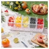 Lifewit Ice Chilled Condiment Caddy with 5x 20oz(2.5 cup) Containers, 15.3\" Condiment Server with Separate Lids, Serving Tray Platter with Removable Dishes for Bar, Fruit, Salad, Taco, Party Garnish