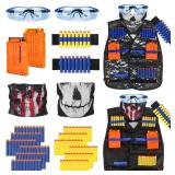 Kids Tactical Vest Kit for Nerf Guns Series with Refill Darts,Dart Pouch, Reload Clips, Tactical Mask, Wrist Band and Protective Glasses,Nerf Vest Toys for 4 5 6 7 8 9 10 11 12 Year Boys(2 Pack)