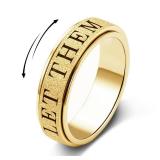 Fidget Toys Adults Anxiety Ring for Women: Fidget Spinner Cute Let Them Symbol Thumb Ring Stainless Steel Gold Silver Black Size 5 6 7 8 9 10 (Gold-LET Them, 7)