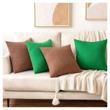 MIULEE Decorative Throw Pillow Covers Set of 2 Super Soft Modern Stretchy Embossed Patterned Cushion Covers for Farmhouse Couch Sofa Livingroom Bed,Brown 18x18 inch