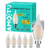 E12 Type C 2200k 40 Watt Equivalent Frosted LED Bulb Candelabra Candle Dimmable Small Base Chandelier Light Ideal for Dining Rooms Living Rooms and bedrooms Long Lasting Light for Cozy Settings
