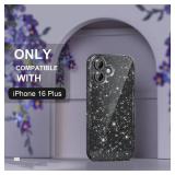 Choiche for iPhone 16 Plus Case Magnetic, Women Clear Glitter Bling Sparkly Case, [2xDiamond Camera Lens Protectors] [2xTempered Glass Screen Protectors] [Compatible MagSafe] 6.7\" (Glitter Black)
