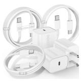 DGVERS Fast Charger for iPhone 17 16 15 Charger Fast Charging 3Pack, 3+6+10ft USBC to USBC Cable Cord &20W Type C Block for iPhone 17/17 Air/17 Pro Max/17 Pro/16 15 Pro Max/Pro/Plus,iPad Pro/Air/Mini