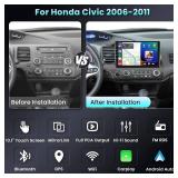 DSP Car Stereo Radio for Honda Civic 2006-2011 with Wireless Carplay Android Auto MirrorLink,Podofo 10.1 inch HD IPS Touch Screen Built-in GPS 26UIs 5.0Bluetooth Car Radio WiFi AHD Backup Camera Mic
