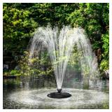 Biling Floating Pond Fountain with 660GPH Fountain Pump, Color-Changing LED Lights, 27 FT Power Cord, 3 Spray Patterns, Pond Water Fountain for Outdoor Pond, Black