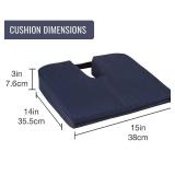 DMI Gradual Slope Seat Cushion for Coccyx, Sciatica and Tailbone Pain Used With Dining Room Chairs, Desk Chairs, Thin Car or Wheelchair Cushions, Machine Washable-Cover, 15 Inch, Navy