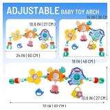 UTOPLIKEY Adjustable Baby Stroller Arch Toy, Car Seat Toys for Infants 6-12 Months Hanging Toy Bar Attachment with Mirror & Sound, Crib Comfort Gift for Birthday, Baby Shower