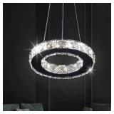 Modern Crystal Chandeliers LED Pendant Lighting Round Ring Flush Mount Ceiling Light Fixture Mini Chandelier for Dining Room Kitchen Island Hallway (3 Color)