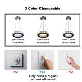 Modern Crystal Chandeliers LED Pendant Lighting Round Ring Flush Mount Ceiling Light Fixture Mini Chandelier for Dining Room Kitchen Island Hallway (3 Color)