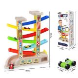 Montessori Toys for 2 3 Year Old Boys Toddlers, Car Ramp Toys with 6 Cars & Race Tracks, Garages and Parking Lots, Ramp Racer Toy Gift for Boys Girls Age 18 Months and Up, Multicolor