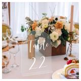 JOYIT Arch Wedding Table Numbers 1-20 with Stands 5" X 7" Acrylic Table Signs with Clear Background White Text, Perfect Acrylic Table Numbers for Wedding Receptions, Parties, Anniversaries, and Events