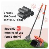 TIMINGILA 36\" Pooper Scooper Swivel Bin & Rake with 100 Dog Poop Bags,Adjustable Long Handle for No-Bend Cleanup,Portable Non-Breakable Dog Poop Scooper for Large Medium Small Dogs